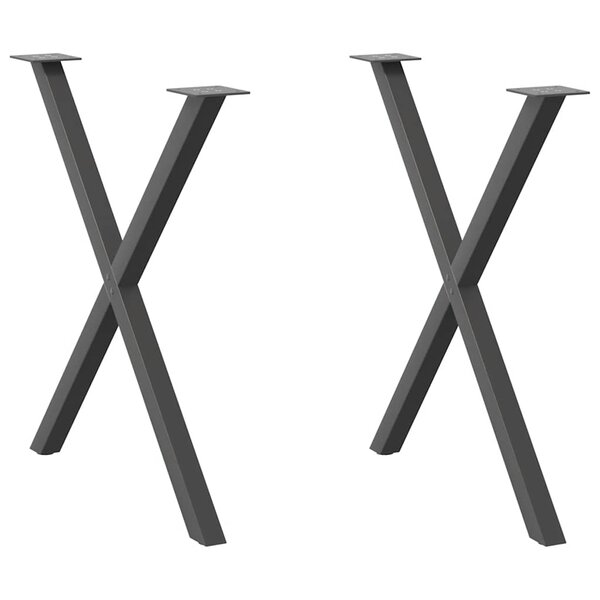 vidaXL Pieds de table à manger en forme de X  2 pièces  anthracite  80 x (72-73) cm  acier