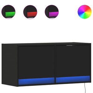 vidaXL Meuble TV mural avec lumières LED noir 80x31x35 cm