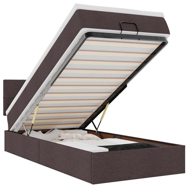 vidaXL Lit ottoman avec matelas marron foncé 90x200 cm tissu