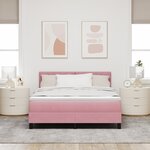 Lit Box Spring vidaXL avec Matelas & LED Rose 140x190 cm Velours