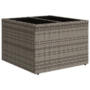 vidaXL Table de jardin dessus en verre gris 55x55x37 cm résine tressée