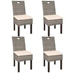 vidaXL Chaises à manger lot de 4 rotin Kubu bois de manguier
