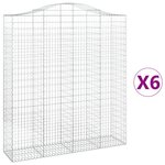 vidaXL Paniers à gabions arqués 6 Pièces 200x50x220/240 cm Fer galvanisé