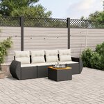 vidaXL Salon de jardin 5 Pièces avec coussins noir résine tressée