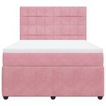 vidaXL Sommier à lattes de lit avec matelas Rose 140x200 cm Velours