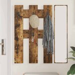 vidaXL Porte-manteau mural Montage mural Chêne fumé 65 x 3 x 100 cm