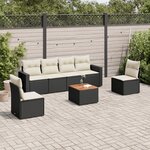 vidaXL Salon de jardin 7 Pièces avec coussins noir résine tressée