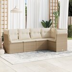 vidaXL Salon de jardin avec coussins 5 Pièces beige résine tressée