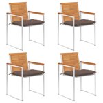 vidaXL Chaises de jardin 4 Pièces avec coussins Bois d'acacia massif
