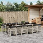 vidaXL Ensemble à manger de jardin et coussins 13 Pièces gris clair rotin