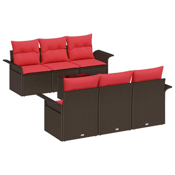 vidaXL Ensemble de canapé de jardin 7 Pièces Marron Poly rotin