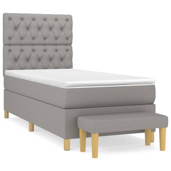 vidaXL Sommier à lattes de lit avec matelas Gris clair 80x200 cm Tissu
