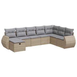 vidaXL Salon de jardin avec coussins 8 Pièces beige résine tressée