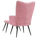vidaXL Chaise de relaxation avec tabouret Rose Velours