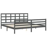 vidaXL Cadre de lit avec tête de lit gris 200x200 cm bois massif