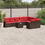 vidaXL Salon de jardin 10 Pièces avec coussins marron résine tressée
