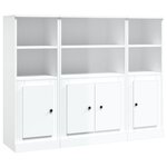 vidaXL Buffets 3 Pièces blanc brillant bois d'ingénierie