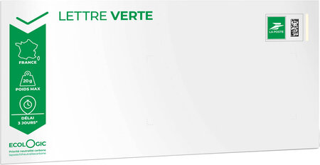 Prêt-à-Poster - Lettre Verte - 20g - Format DL - Enveloppe à l