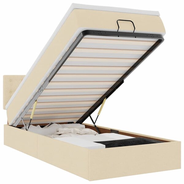 vidaXL Lit ottoman avec matelas crème 100x200 cm tissu