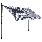 vidaXL Auvent manuel rétractable avec LED 300 cm Bleu et blanc