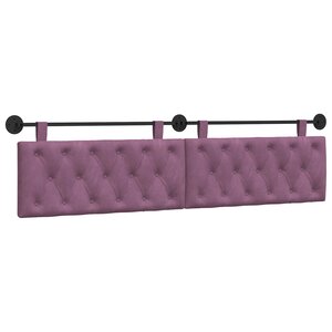 vidaXL Tête de lit suspendue Avec lumière LED Pourpre Velours