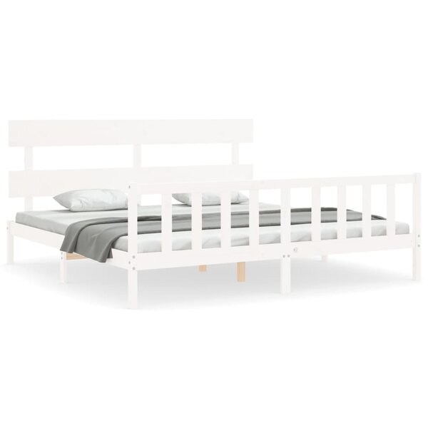 vidaXL Cadre de lit avec tête de lit blanc 200x200 cm bois massif