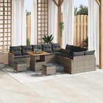 vidaXL Ensemble de canapé de jardin Manuel 13 Pièces Gris Poly rotin