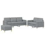 vidaXL Ensemble de canapés 3 Pièces avec coussins Gris clair Tissu