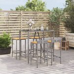 vidaXL Ensemble de bar jardin 5 Pièces gris poly rotin/bois massif acacia