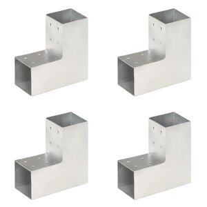 vidaXL Connecteurs de poteau 4 Pièces Forme en L Métal galvanisé 81x81 mm