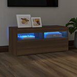 vidaXL Meuble TV avec lumières LED Chêne marron 90x35x40 cm