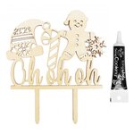 Cake topper en bois Ohohoh + Stylo de glaçage noir