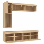 vidaXL Ensemble de meubles TV muraux 7Pièces et lumières LED chêne sonoma