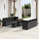 vidaXL Ensemble de canapé de jardin 11 Pièces Noir polyrotin