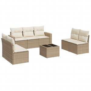vidaXL Salon de jardin avec coussins 8 Pièces beige résine tressée