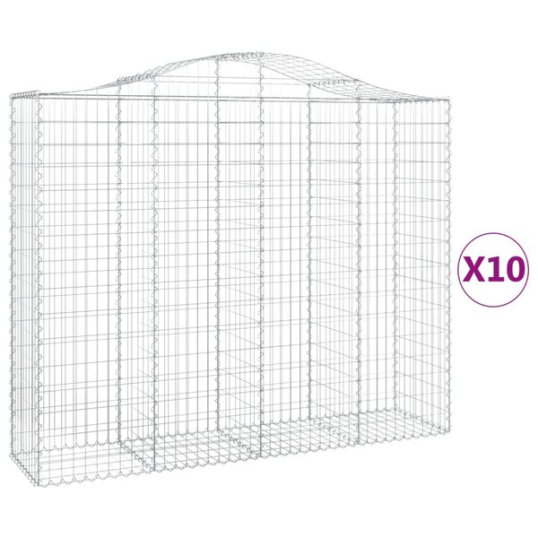 vidaXL Paniers à gabions arqués 10 Pièces 200x50x160/180 cm Fer galvanisé