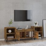 vidaXL Meuble TV Chêne fumé 160x35x55 cm Bois d'ingénierie