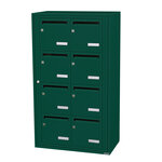 Bloc collectif Leabox 2x4  grade 3  simple face  intérieur  fixation murale  vert mousse ral 6005 finition brillante