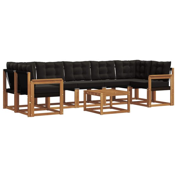 vidaXL Ensemble de canapés d'extérieur 8 Pièces Naturel et Noir