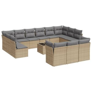 vidaXL Salon de jardin avec coussins 14 Pièces beige résine tressée