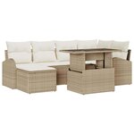 vidaXL Ensemble de canapé de jardin 7 Pièces Beige Poly rotin