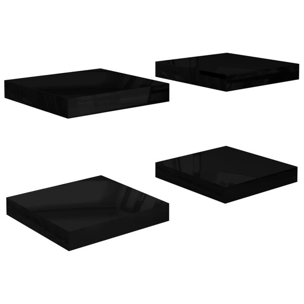 vidaXL Étagère murale flottante 4 Pièces Noir brillant 23x23 5x3 8 cm MDF