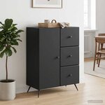 vidaXL Buffet avec tiroir Noir 66 x 34 5 x 90 cm Bois d'ingénierie