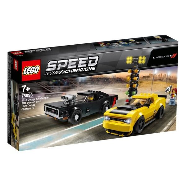 Lego Speed Champions 75893 Dodge Challenger Srt demon 2018 et Dodge Charger R/T 1970