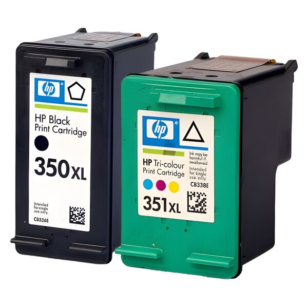 Pack de 2 cartouches d'encre authentiques HP 350/351XL Noir et couleurs - programme SECOND