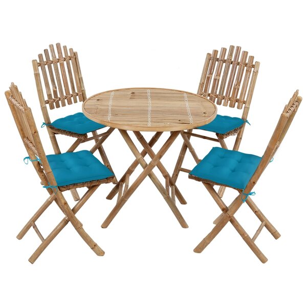 vidaXL Ensemble à manger d'extérieur pliable 5Pièces avec coussins Bambou