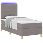 vidaXL Lit à ressort LED avec matelas Taupe 80 x 200 cm tissu
