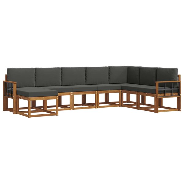vidaXL Ensemble de canapés d'extérieur 8 pc Naturel et Anthracite