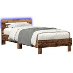 vidaXL Cadre de lit avec bandes LED Bois ancien Bois d'ingénierie