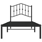 vidaXL Cadre de lit métal avec tête de lit noir 90x200 cm
